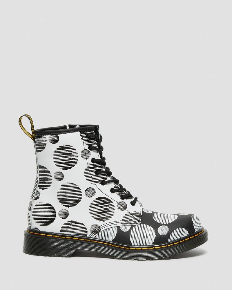 Dr Martens Youth 1460 Polka Dot Lær Snørestøvletter Barn Svarte | Norge 111YXF